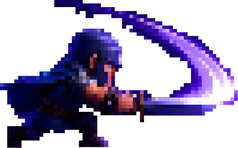 Knight character executing a sword slash combat action.