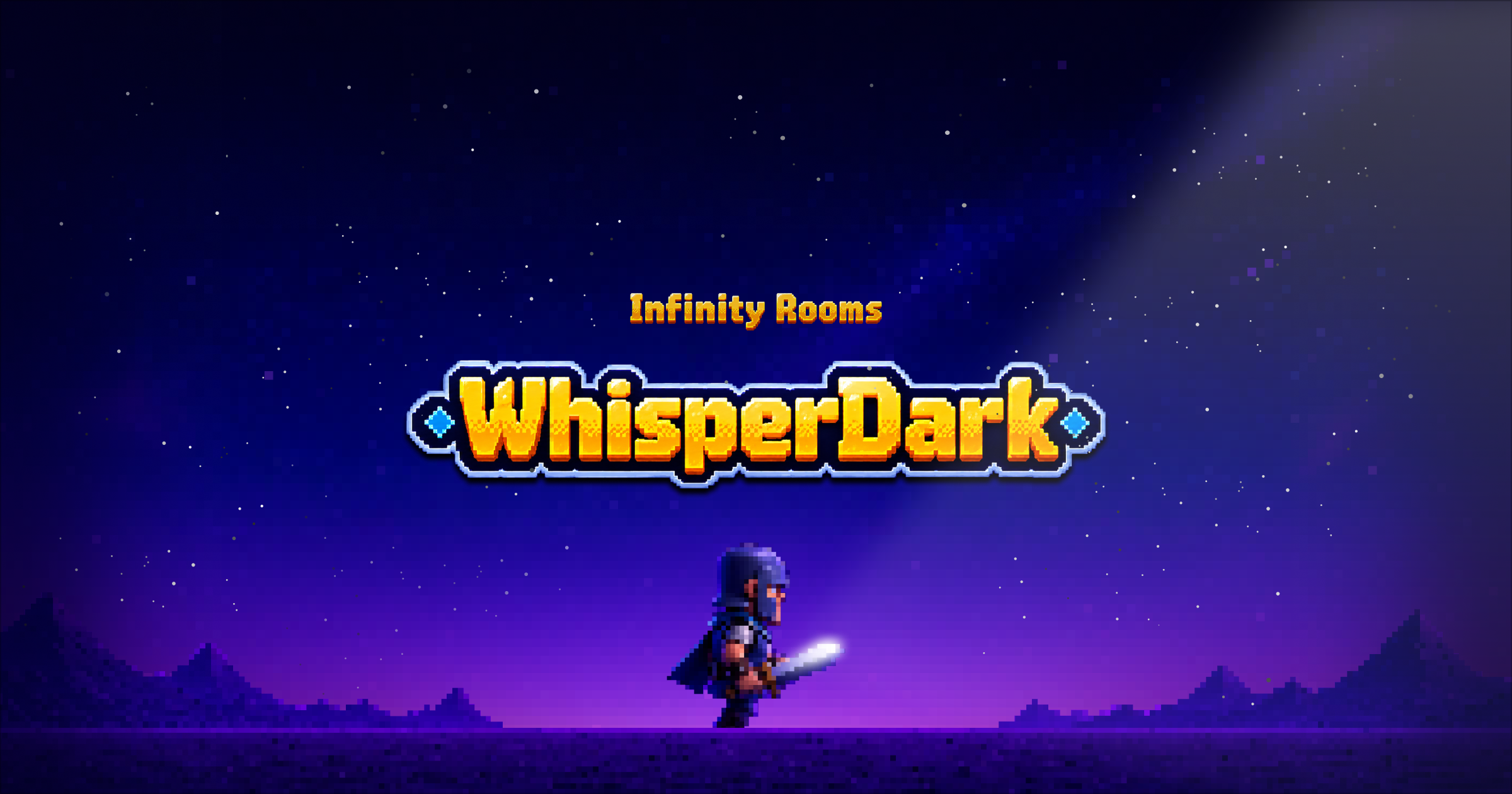 WhisperDark: Infinity Rooms title screen and hero scene.