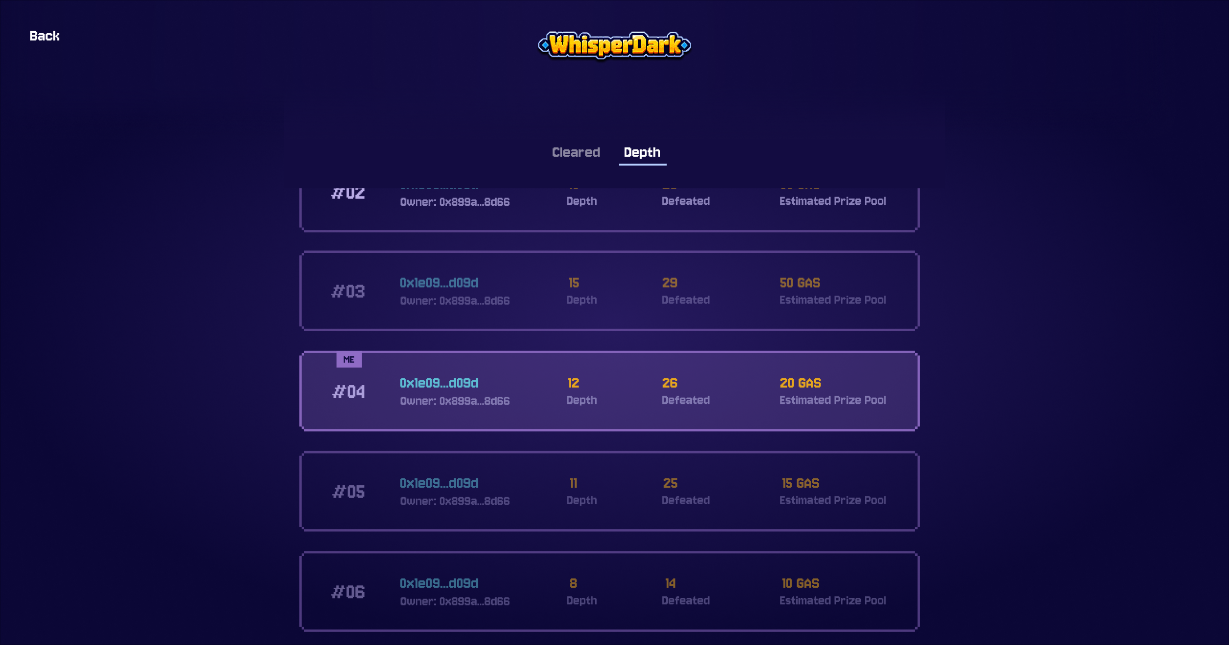 WhisperDark leaderboards and round architecture