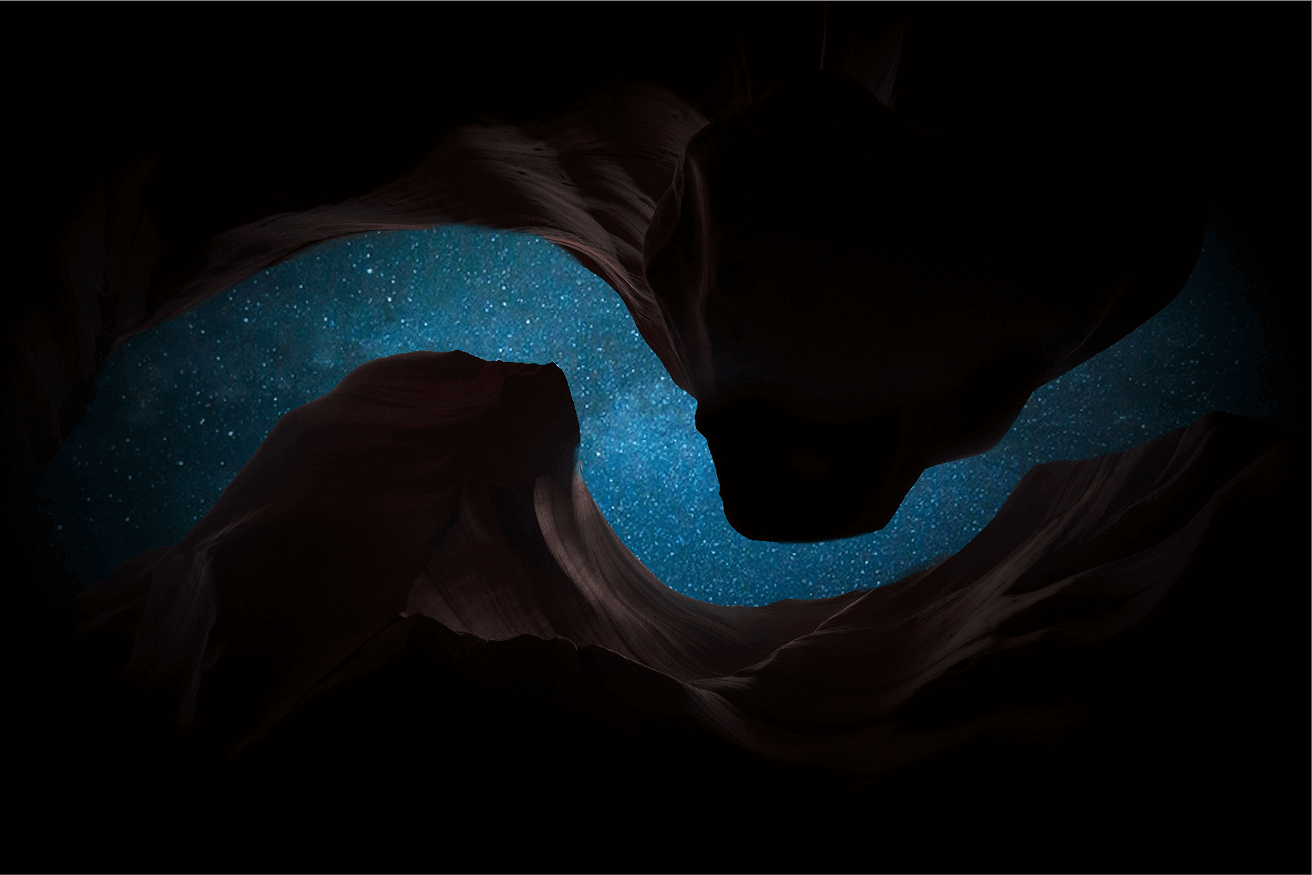 Our values Dark background with blue red swirl middle